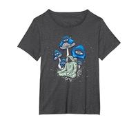 Trippy Astronaut Psilocybin Hallucinogen Cosmonaut Drug T-Shirt, Women's Plus, Dark Heather Grey, 1X