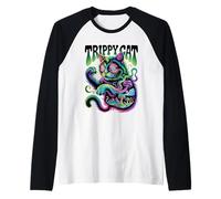 Trippy Cat Hip Hop EDM Urban Feline Graphic Design Raglan Baseball Tee