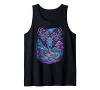 Trippy Deer Skull Mushroom Forest Fantasy Graphic Design Tank Top