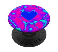 Trippy Electric Heart Vaporwave Graphic PopSockets Adhesive PopGrip