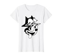 Trippy Felix Cat Blackwork Value Graphic T-Shirt, Women, White, L