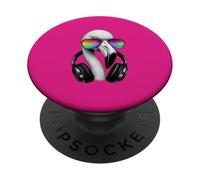 Trippy Flamingo Bird Wearing Music Equalizer Sunglasses PopSockets Adhesive PopGrip