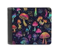 Trippy Magic Mushroom Men's Bifold Wallet Slim Cash Card Holder Leather Purse