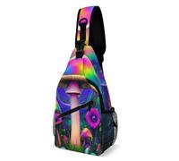 Trippy Magic Mushrooms Art Unisex Shoulder Backpack Small Shoulder Bags With Zipper Crossbody Backpack For Workout Working Travel