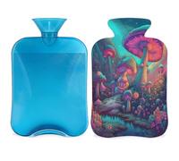 Trippy Magic Mushrooms Psychedelic Mystic Hot Water Bottle with Cover, 2L Hot Water Bag for Pain Relief, Neck and Shoulder, Hand Feet Warmer