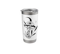 Trippy Mushroom Moon Magic Eye Blackwork Stainless Steel Insulated Tumbler