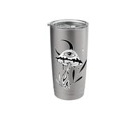 Trippy Mushroom Moon Magic Eye Blackwork Stainless Steel Insulated Tumbler