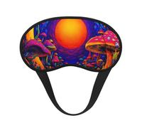 Trippy Mushrooms Magic World Art 01 Blackout Sleep Mask 7.7 x 3.9 Inches | Silky Soft Blackout Breathable Eye Cover Comfortable Elasticity Sleep Aid Night Blindfold Unisex For Sleeping Travel