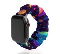 Trippy Mushrooms Watch Strap Fashion Scrunchies Stretchy | Soft Fabric Wristbands Compatible with iWatch Series 6 5 4 3 2 1