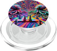 Trippy Octopus Alien Chess Battle EDM Music Rave Festival PopSockets PopGrip for MagSafe