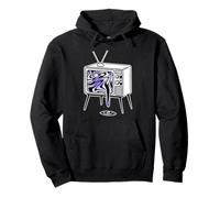 Trippy Old TV Vintage 70s Television Blackwork Pullover Hoodie