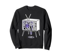 Trippy Old TV Vintage 70s Television Blackwork Sweatshirt