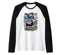 Trippy Psychedelic Moose Elk Mushroom Raglan Baseball Tee