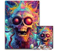 Trippy Psychedelic Skull Jigsaws 1000 Pieces for Adults cardboard Jigsaw Puzzles Ideal for Teenagers & Collectors, Travel Gift, Family Activity 26X38CM/10.23x14.96inch