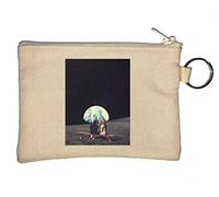 Trippy Psychedelic Space Travel Retro Style Poster Earth Key Chain Coin Purse Beige