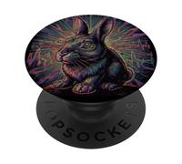 Trippy Rabbit EDM Glitch Bunny Punk Grunge Graphic PopSockets Adhesive PopGrip