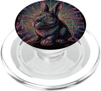 Trippy Rabbit EDM Glitch Bunny Punk Grunge Graphic PopSockets PopGrip for MagSafe