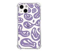 Trippy Smiley Face Clear Phone Case Compatible with iPhone 13 Mini,Cute Purple Smiling Face Case for Girls Boys Men and Women, Unique Trendy Design TPU Bumper Case for iPhone 13 Mini