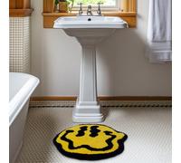 Trippy Smiley Face Rug | 26 Inch Yellow Retro Non-Slip | Soft, Vibrant, and Washable Y2K Rug for Y2K Decor | Hypebeast Cool Rugs for Bedroom, Playroom, Dorms and Bathrooms