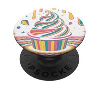 Trippy Soft Serve Ice Cream Cone Psychedelic Rainbow Vibe PopSockets Adhesive PopGrip