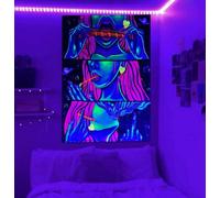 Trippy Tapestry Blacklight Weed Tapestry for Stoners Weed Decor Marijuana Cannabis Smoking Tapestries Hippie Hippy Wall Tapestries for Bedroom Trippy Room Decor Weed Accessories Gifts Poster 37”x 29”
