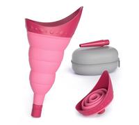 TRIPTIPS Pee Conch Foldable Female Urinal Device Portable Urinal for Women Pee Funnel for Women Travel, She Pee Cup for Women, Stand to Pee Reusable Womens Urinal Funnel with Tube and Case (B-Pink)