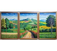 triptych painted by david hockney 1-3x A1 Canvas - Triptych mounted on pine frames readu to hang BensArt Triptych set 3 Three Stretched Mounted Multi Panel Wall Art Classic Picture Arts Abstract Ar