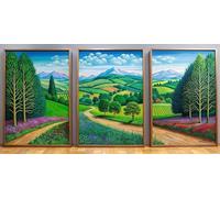 triptych painted by david hockney - 3x A2 Poster - Triptych rolled in tubes BensArt Triptych set 3 Three Stretched Mounted Multi Panel Wall Art Classic Picture Arts Abstract Artwork Painting Print Ca