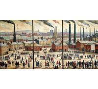 triptych painted by l s lowry - 3x A3 Canvas - Triptych mounted on pine frames readu to hang BensArt Triptych set 3 Three Stretched Mounted Multi Panel Wall Art Classic Picture Arts Abstract Artwork