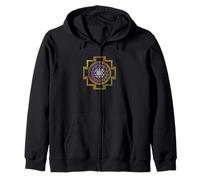 Tripura Sundari 3 Goddess Golden Lotus Design Zip Hoodie