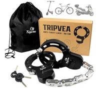 TRIPVEA® Electric Scooter Lock, Bicycle Lock, Buggy Lock, Heavy Duty Padlock, Anti-Theft Handcuffs with 9 Links Chain, Anti-Theft Length 55 cm, Handcuffs Diameter 7.5 cm, Lock + 3 Keys
