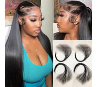TRIPYGO Edges Hair HD Lace Hair Strips for Edge 4 Pieces Artificial Baby Hair for Black Women Reusable Invisible Lace Hairline Handmade Real Human Hair Artificial Hair
