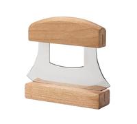 Tripyro Pizza Cutter Ulu Knife with Holder Stainless Steel Blade Rocker Slicer Wood Handle for Vegetable Salad Onion Chopping Kitchen Tool TRPC8