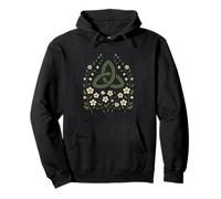 Triquetra Celtic Knot With Spring Wildflowers Pullover Hoodie