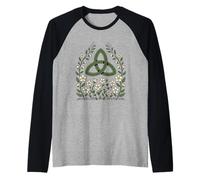Triquetra Celtic Knot with Spring Wildflowers Raglan Baseball Tee