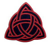 Triquetra Celtic Symbology Patch Biker Applique Embroidered Iron On Sew On Emblem, Red & Black