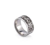 Triquetra Trinity Knot Ring Witches Knot Irish Celtic Knot Claddagh Ring Stainless Steel Nordic Viking Ring Band Jewelry for Men,Women, 8 UK, Stainless Steel, No Gemstone