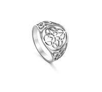 Triquetra Trinity Knot Ring Witches Knot Irish Celtic Knot Claddagh Ring Stainless Steel Nordic Viking Ring Band Jewelry for Men,Women, 8 UK, Stainless Steel, No Gemstone