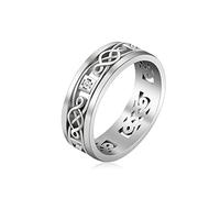 Triquetra Trinity Knot Ring Witches Knot Irish Celtic Knot Claddagh Ring Stainless Steel Nordic Viking Ring Band Jewelry for Men,Women, 6 UK, Stainless Steel, No Gemstone