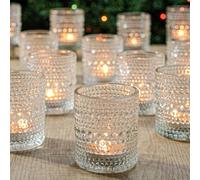 TRIRITE 36 Pcs Clear Glass Tealight Candle Holders for Wedding Decor, Table Centerpiece, DIY Wax Filling, Tabletop, Wedding Occasion