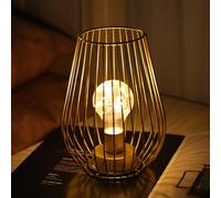 TRIROCKS Battery Operated Metal Cage Table Lamp with Fairy Lights, Gold | 21 cm Tall Cordless Accent Lamp and Decorative Light for Dining Tables, Weddings, Parties, Events and Indoor Home Decor