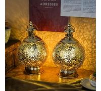 TRIROCKS Gold Moroccan Lantern 26cm High Metal Outdoor Lanterns for Garden, Garden Lantern Lights, Ramadan Lamp, Moroccan Lamps for Living Room, Patio, Backyard, Pathway and Hallway