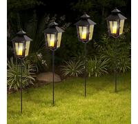 TRIROCKS Set of 2 Outdoor 83.5cm Tall Landscape Lantern Decorative Candle Holder Metal Pathway Candle Lantern with Removable Plug-in Rod and Tempered Glass for Lawn Yard Patio Driveway Cemetery(Black)