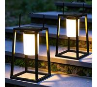 TRIROCKS Set of 2 Solar Outdoor Lantern 38 cm H Solar Lights Garden Ornaments, IP44 Waterproof Metal Hanging Garden Light with Touch Control , Gardening Gifts for Patio Yard Pathway Decor