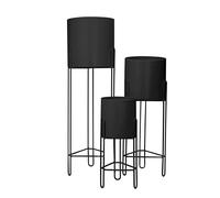 TRIROCKS Set of 3 Planters with Stand Indoor Otdoor Tall Planters for Indoor Plants Morden Flower Pots for Living Room Corner Kitchen Office Garden Balcony Patio Decor(Black)