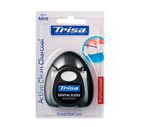Trisa Active Clean Charcoal, 40 m, Waxed with Mint Aroma and Activated Carbon for Effective Cleaning Between Teeth.