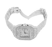 Trisar Women's Quartz Watch, Luminous Alloy Quartz Rhinestone Clock Stylish Quadrate Electronic for Daily Life (Silver)