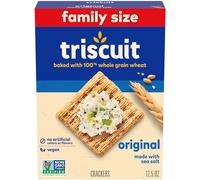 Triscuit Original Whole Grain Wheat Crackers, Vegan Crackers, Healthy Snacks, Lunch Snacks, Family Size, 12.5 oz