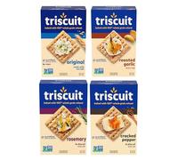 Triscuit Whole Grain Crackers 4 Flavour Variety Pack, Regular Size, 4 Boxes (Original, Roasted Garlic, Rosemary & Olive and Cracked Pepper)
