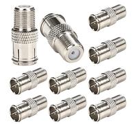 Trisewenic Coaxial Cable Push On Quick Connector Adapter, Full Copper F-Type Male to Female Push On Coax Extender Connector for RG6 Coaxial Cable, RV, Satellite Dish (Pack of 10)